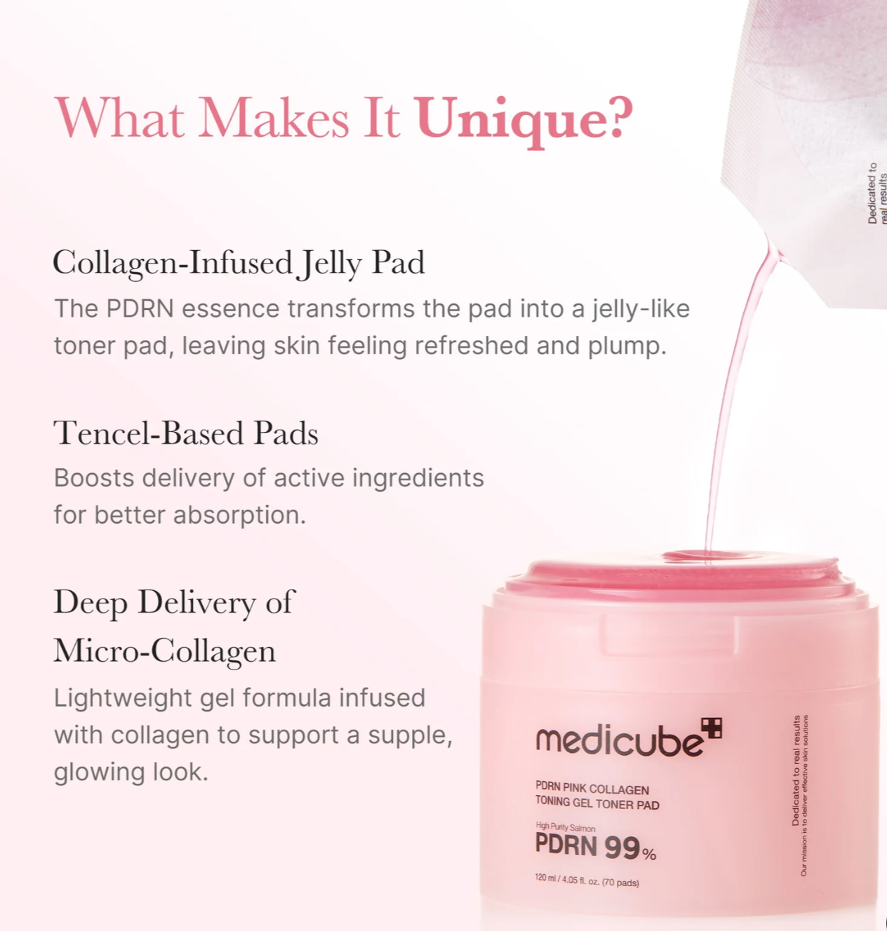 MEDICUBE PDRN Pink Collagen Toning Gel Toner Pad
